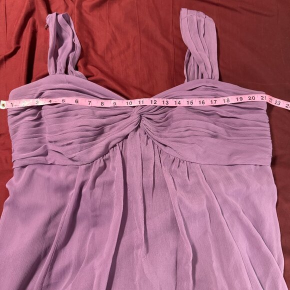 David's Bridal style F15633 long crinkle chiffon dress twist front lavender 20 - Picture 5 of 13